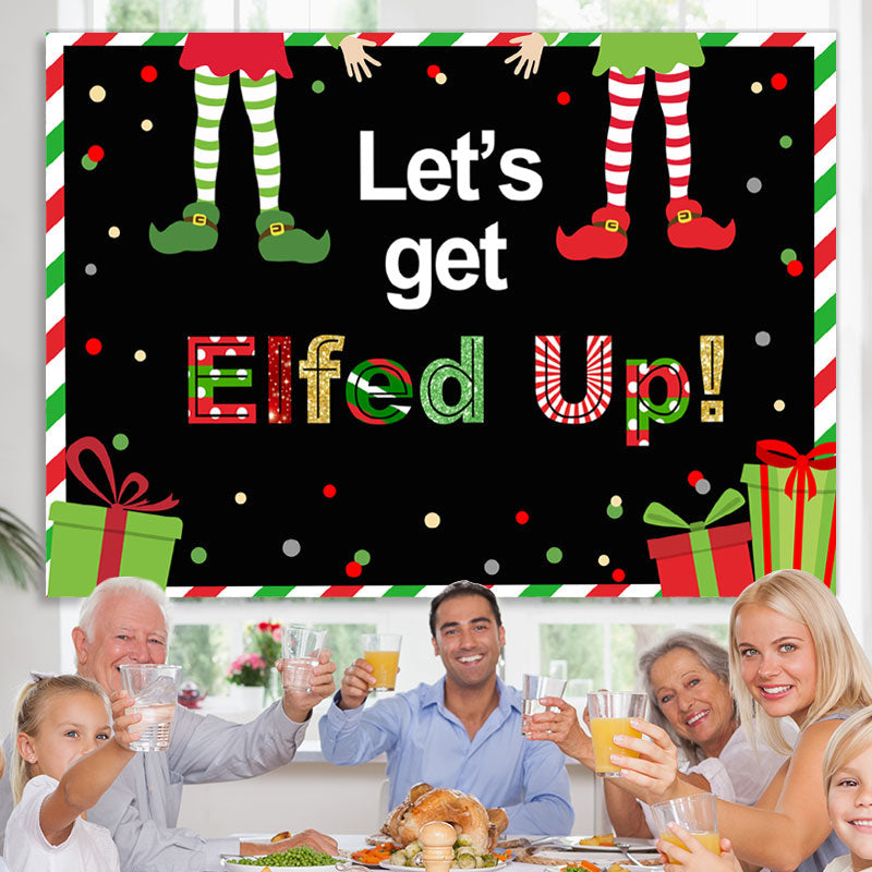 Lofaris Let’S Get Elfed Up With Friends Christmas Backdrop