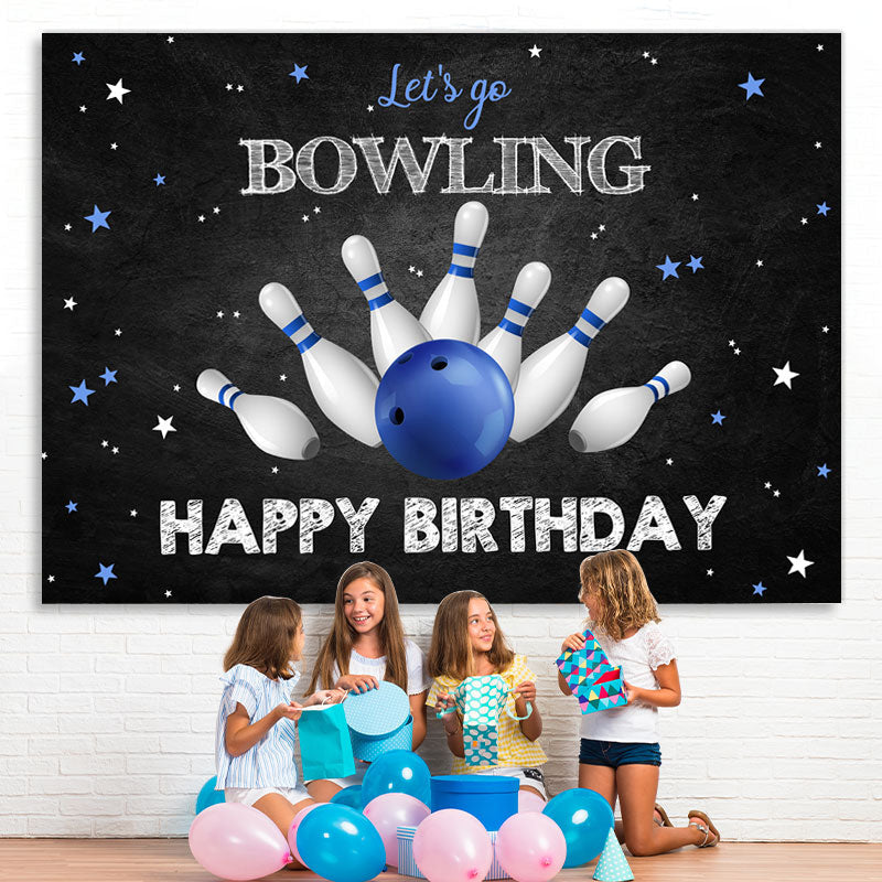 Lofaris Lets Go Bowling Star Themed Happy Birthday Backdrop