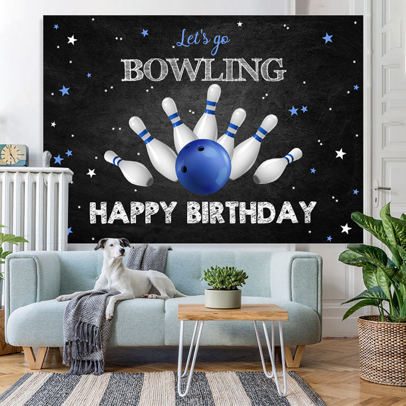 Lofaris Lets Go Bowling Star Themed Happy Birthday Backdrop