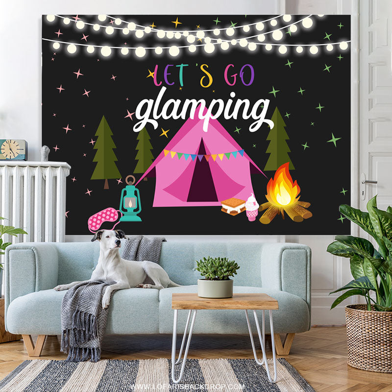 Lofaris Lets Go Glamping Moon night Star Birthday Backdrop