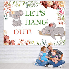Lofaris Lets Hang Out With Koala Flowers Baby Shower Backdroop