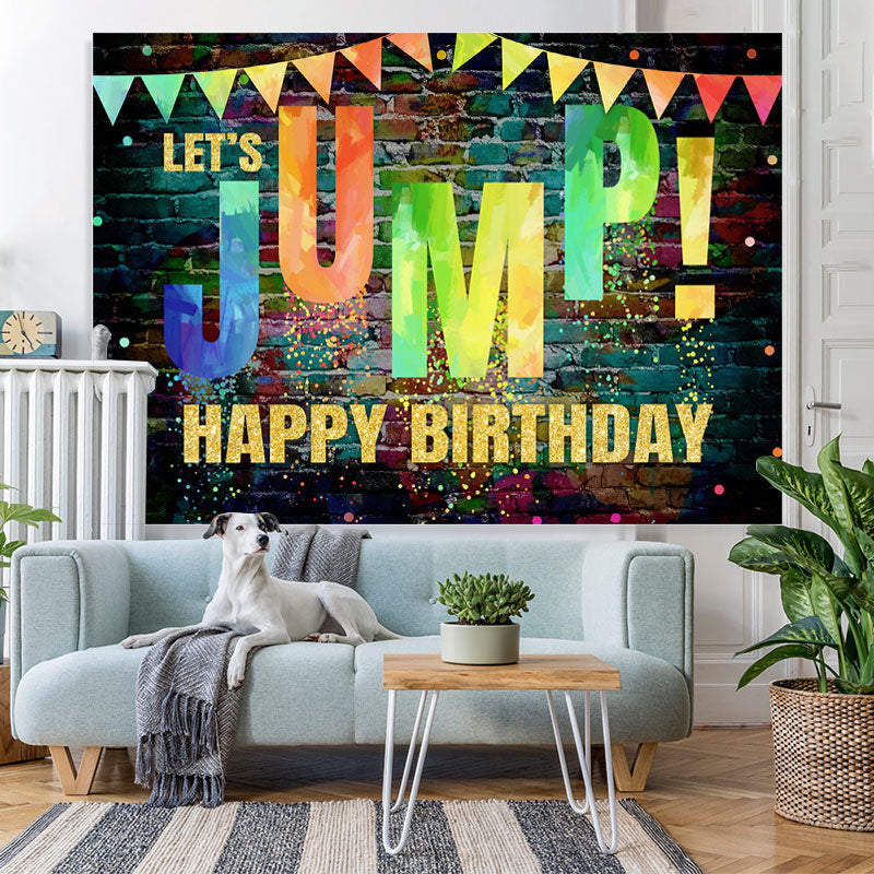 Lofaris Lets Jump Graffiti Wall Birthday Backdrop Decoration