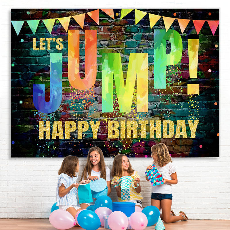 Lofaris Lets Jump Graffiti Wall Birthday Backdrop Decoration