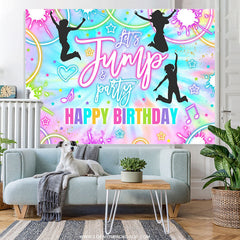 Lofaris Lets Jump Party Cute Happy Birthday Backdrop Cover