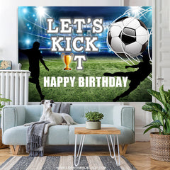 Lofaris Lets Kick It Football Field Happy Birthday Backdrop