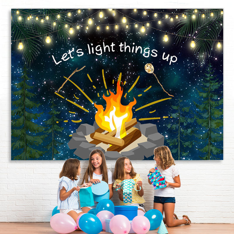 Lofaris Lets Light Things Up Bonfire Party Backdrop for Kids