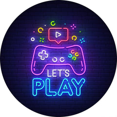 Lofaris Lets Play Video Game On Tv Round Backdrop Kit For Boy