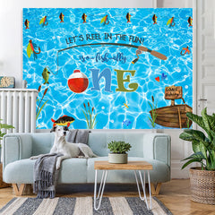 Lofaris Let’s Reel In The Fun First Happy Birthday Backdrop