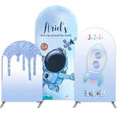 Lofaris Light Blue Glitter Astronaut Double Sided Arch Backdrop Kit