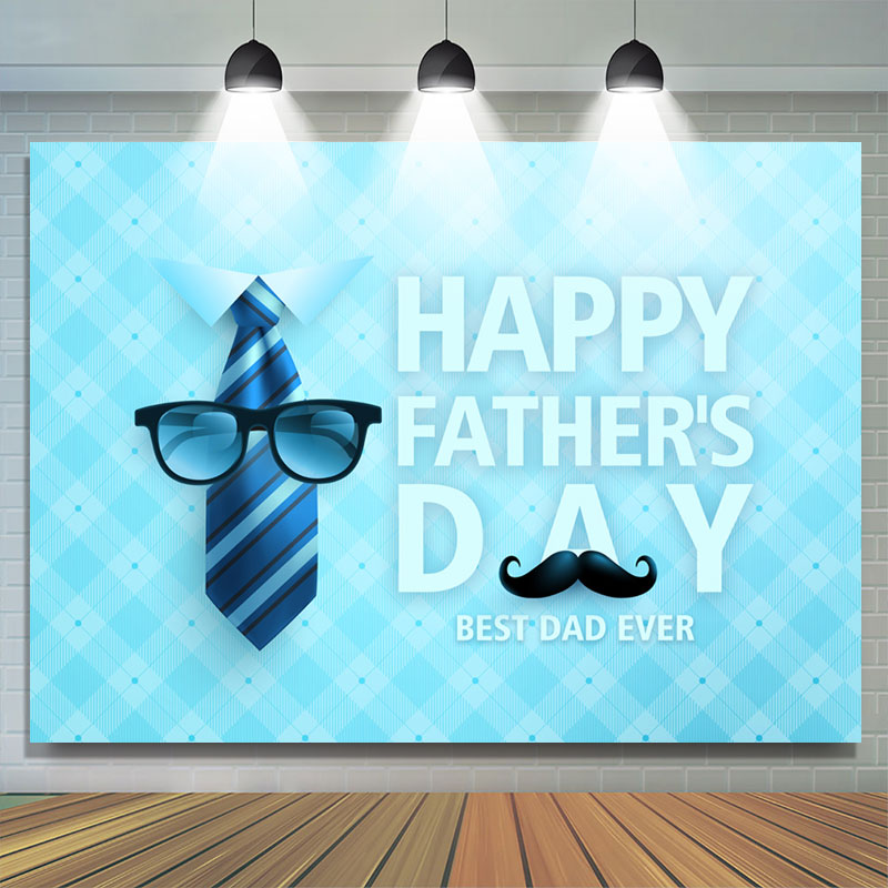 Lofaris Light Blue Tie And Glasses Happy Fathers Day Backdrop
