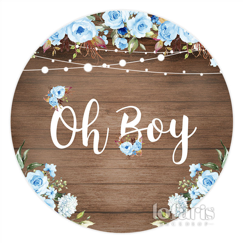 Lofaris Light Blue Wooden Lighting Round Baby Shower Backdrop