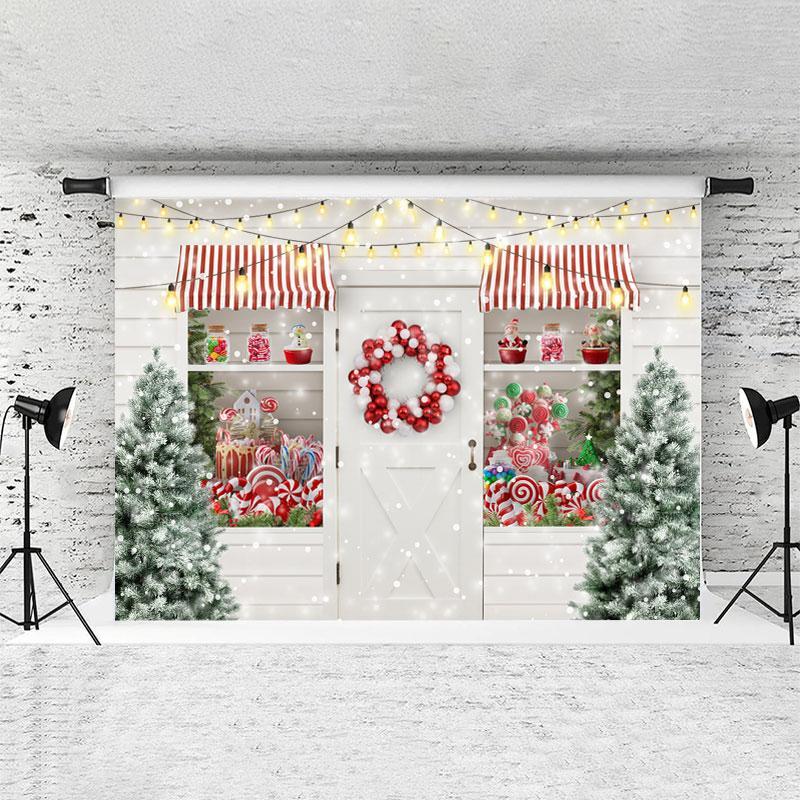 Lofaris Light Bulb Sweet Shop Christmas Backdrop For Party
