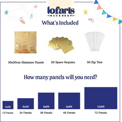 Lofaris Light Matte Gold Shimmer Wall Panels | Wedding Event Party Decorations