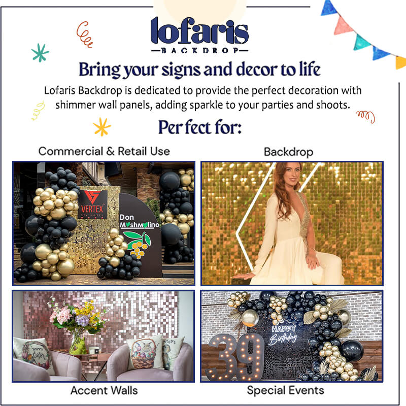 Lofaris Light Matte Gold Shimmer Wall Panels | Wedding Event Party Decorations