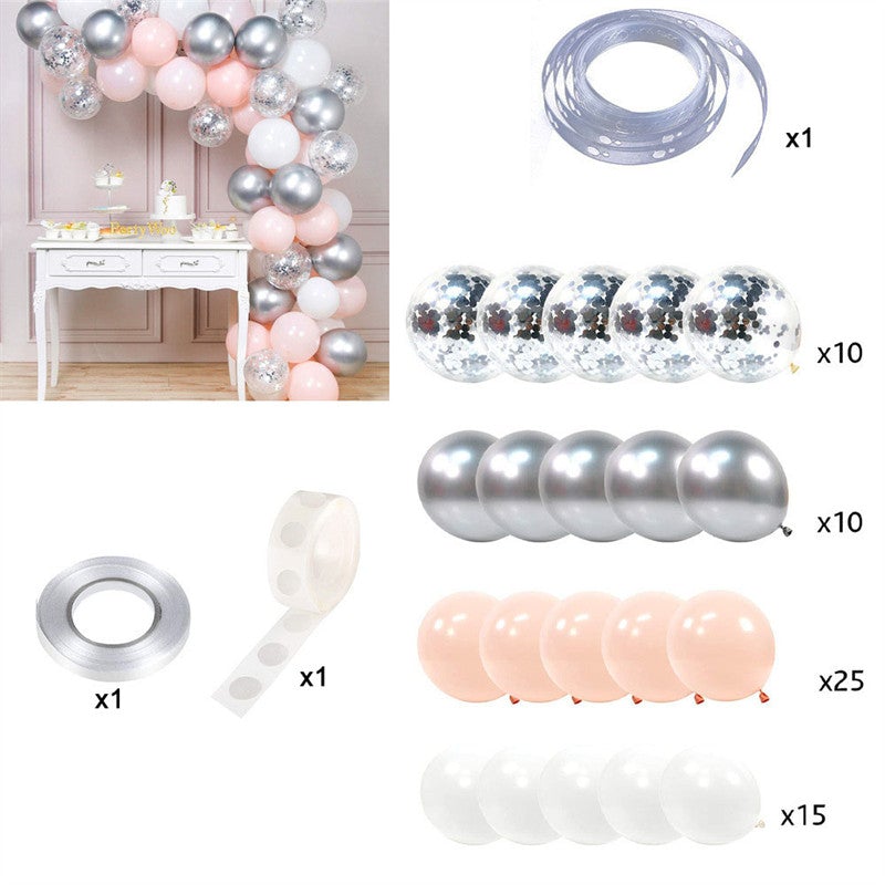 Lofaris Light Pink 62 Pack Balloon Arch Kit | DIY Party Decorations - Silver