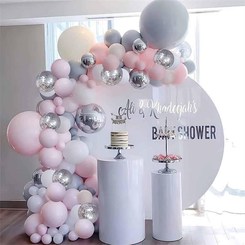 Lofaris Light Pink 62 Pack Balloon Arch Kit | DIY Party Decorations - Silver
