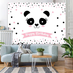 Lofaris Light Pink Dots Lovely Panda Happy Birthday Backdrop