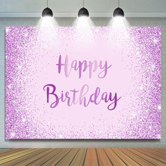 Lofaris Light Purple And Glitter Dots Happy Birthday Backdrop