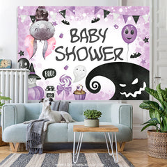 Lofaris Light Purple Halloween Theme Backdrop For Baby Shower