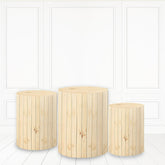 Lofaris Light Yellow Brown Plinth Cover Wood Block Pattern Cylinder