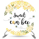 Lofaris Light Yellow Floral Round Little Bee Baby Shower Backdrop