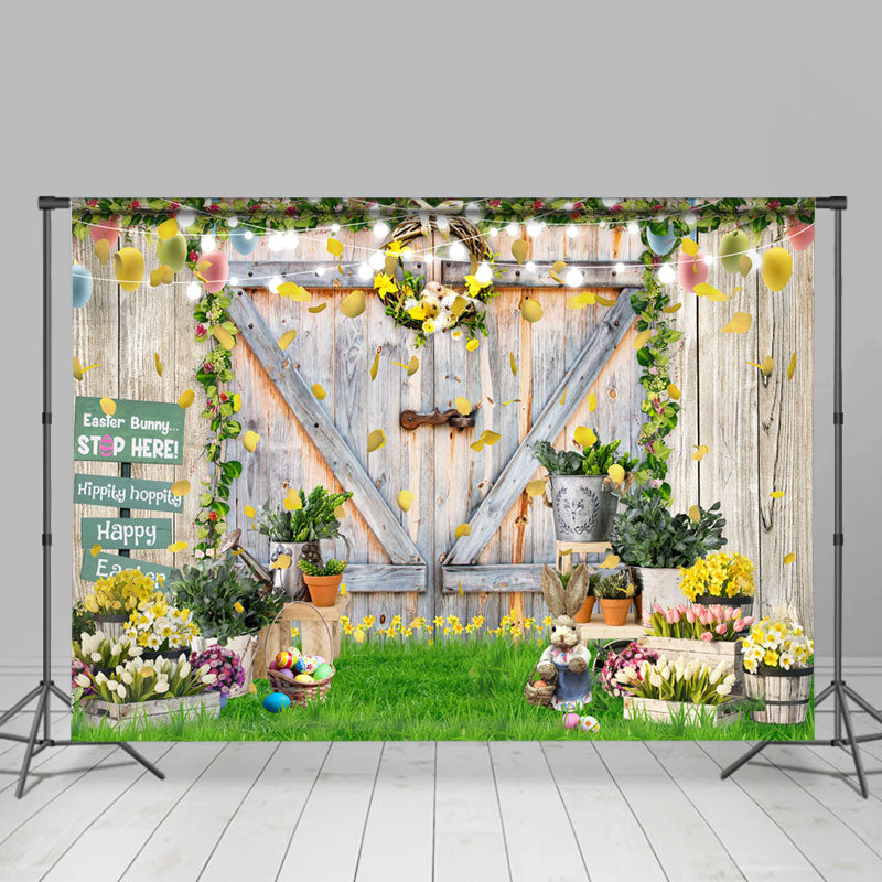 Lofaris Lighting Garden Bunny Happy Easter Day Backdrop