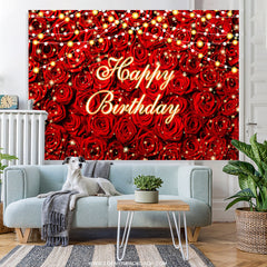 Lofaris Lighting Romantic Rose Happy Birthday Backdrop