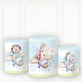 Lofaris Little Animals Pilot Pillar Wrap Sea Blue Birthday Pedestal Cover