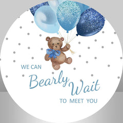 Lofaris Little Bear Balloons Blue Glitter Round Backdrop Kit