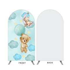Lofaris Little Bear Theme Cyan Blue Double Sided Arch Backdrop