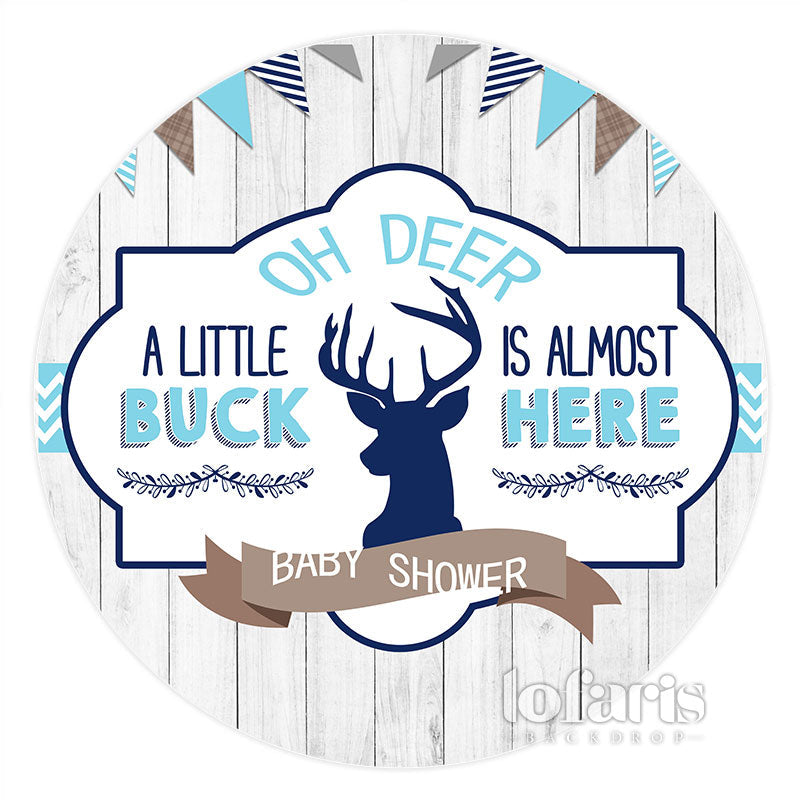 Lofaris Little Buck Is Alomost Here Circle Baby Shower Backdrop