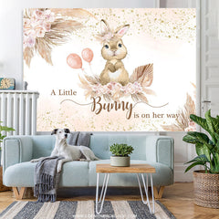 Lofaris Little Bunny Is On Her Way Baby Shower Backdrop