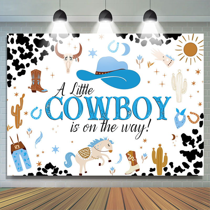Lofaris Little Cowboy Is On The Way Baby Shower Backdrop