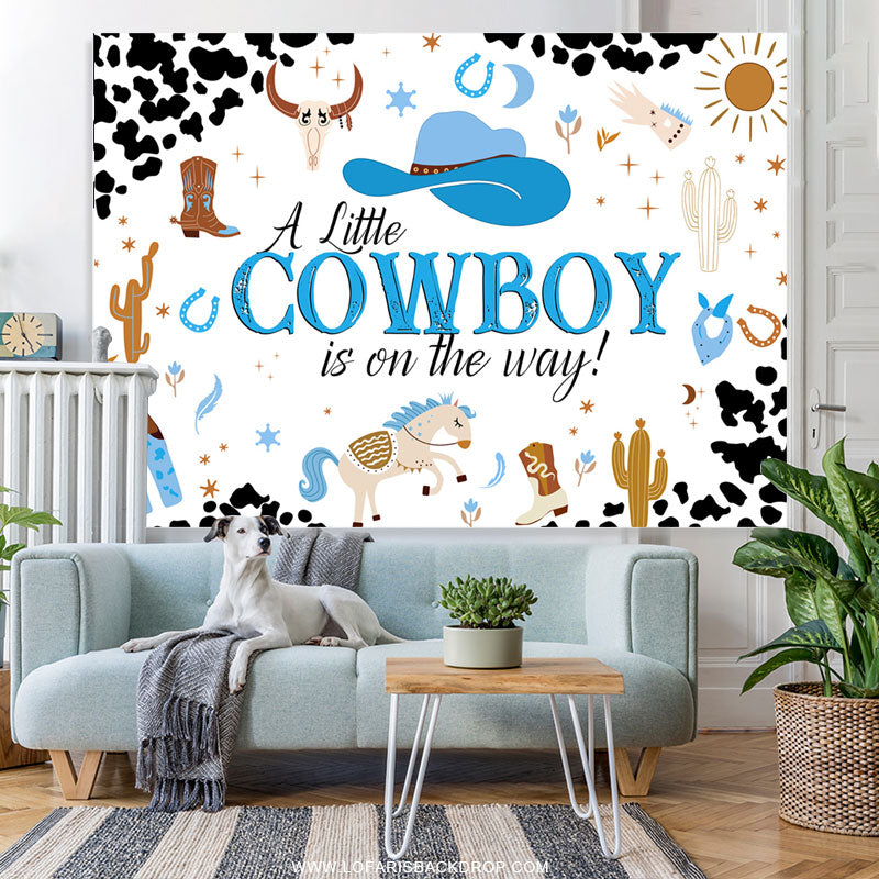 Lofaris Little Cowboy Is On The Way Baby Shower Backdrop
