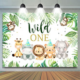 Lofaris Little Cute Jungle Animals Wild 1st Birthday Backdrop
