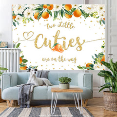 Lofaris Little Cuties Are On The Way Twins Baby Shower Backdrop