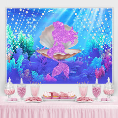 Lofaris Little Gitter Mermaid Sitting on the Seashell Backdrop