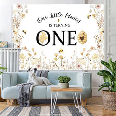 Lofaris Little Honey Is Turning One Bee Flower Birthday Backdrop
