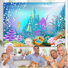 Lofaris Little Mermaid Glitter Underwater Castle World Backdrop