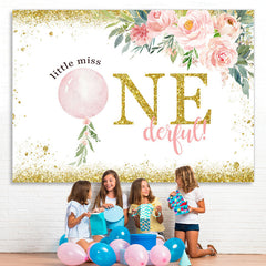 Lofaris Little Miss Onederful Flower Happy Birthday Backdrop