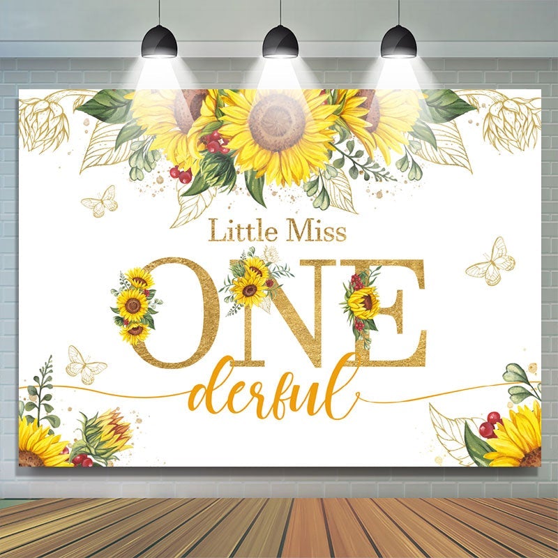 Lofaris Little Miss Onederful Sunflower 1st Birthday Backdrop
