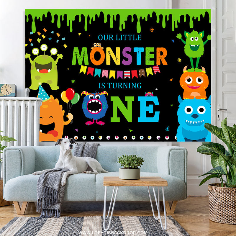 Lofaris Little Monster Is Turning One Birthday Backdrop