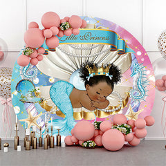 Lofaris Little Princess Mermaid Round Baby Shower Backdrop