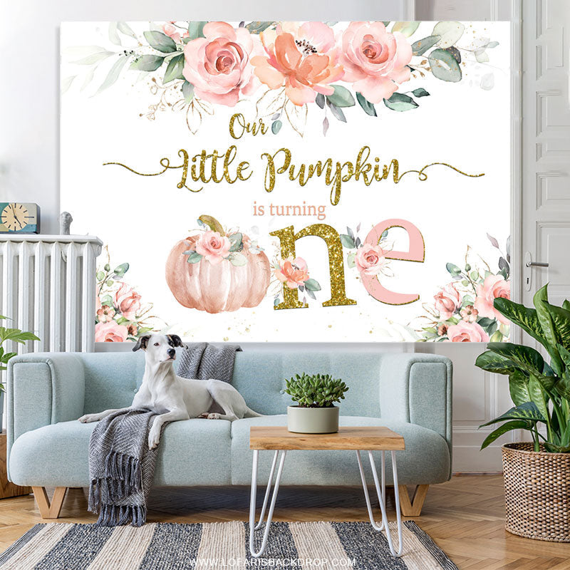 Lofaris Little Pumpkin Is Turning One Happy Birthday Backdrop
