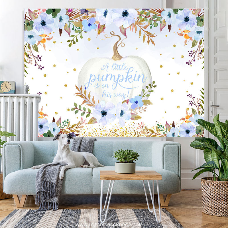 Lofaris Little Pumpkin On His Way Halloween Baby Shower Backdrop