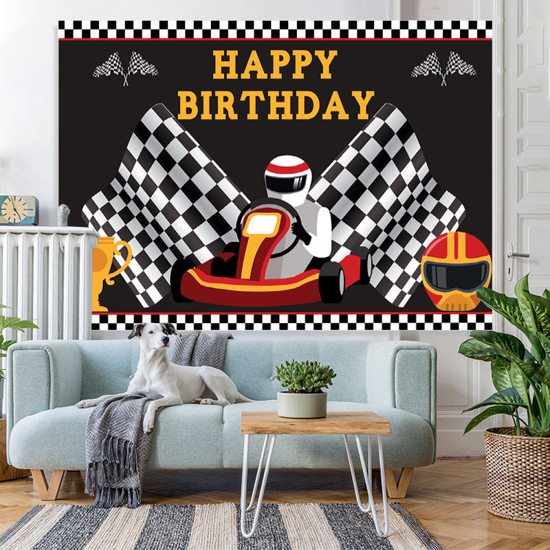 Lofaris Little Racing Driver Trophy Happy Birthday for Boy