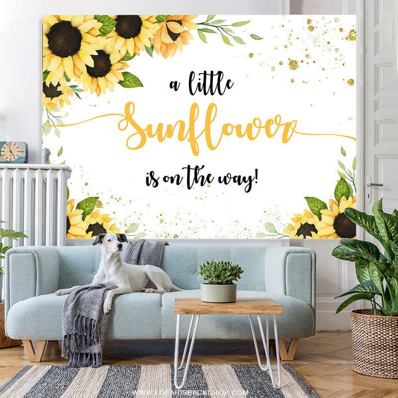 Lofaris Little Sunflower Is On The Way Baby Shower Backdrop