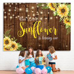 Lofaris Little Sunflower Wooden 1st Happy Birthady Backdrop