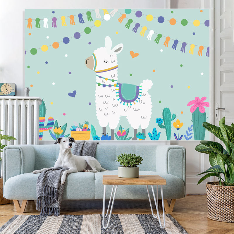 Lofaris Llama Cactus Happy Birthday Backdrop Party for Kids