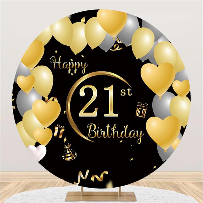 Lofaris Loved Ballons Circle 21st Happy Birthday Backdrop